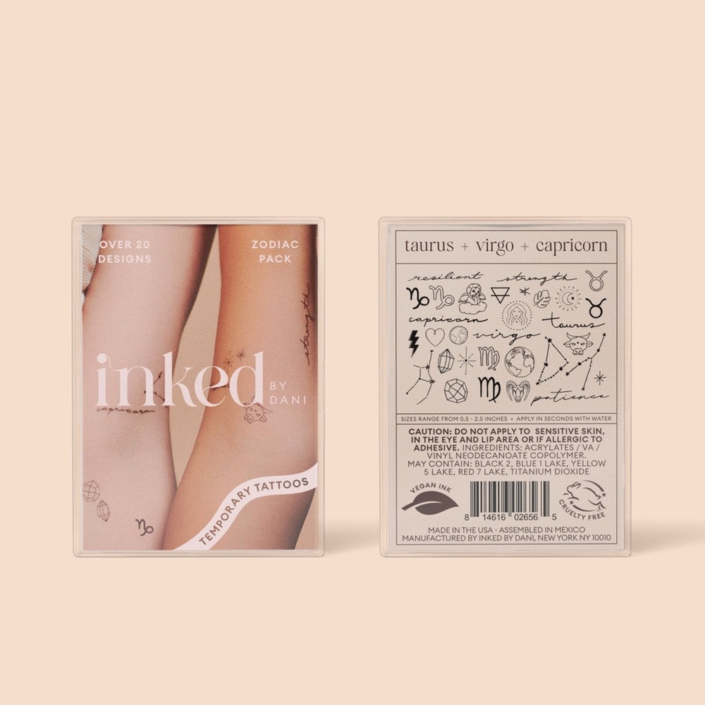 💜 Inked by Dani Temporary Tattoos Zodiac Pack: Earth Signs - NWT